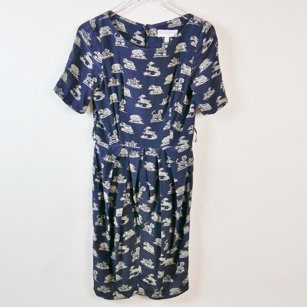 EDINA RONEY Short Sleeve Animal Print Summer Dress